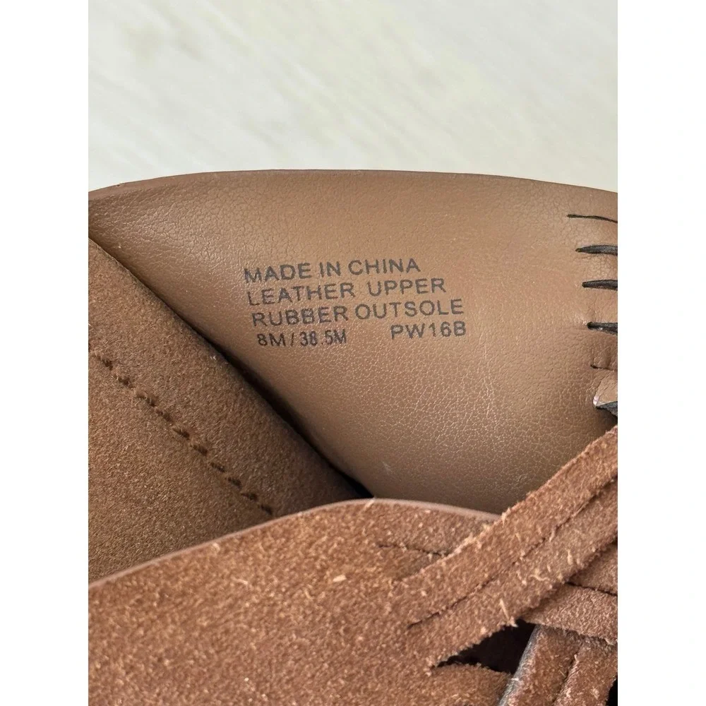 Michael Kors Brown Suede Woven Platform Mules Studded Block Heel 8M 38.5